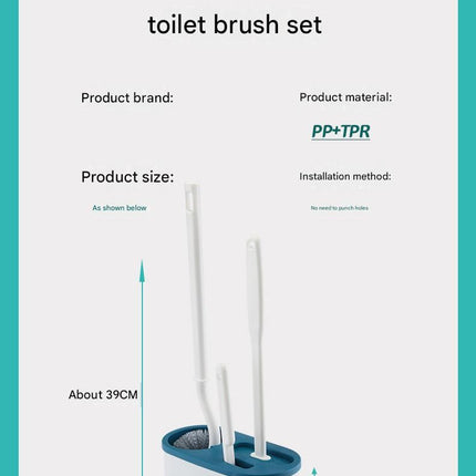 White Toilet Brush Set with Holder - 3-in-1 Wall Mounted Bathroom Cleaning Kit, TPR Soft Bristle & 360° Globe Brush, No-Drill Adhesive Base, Space Saving Design for Home, Apartment, Rental