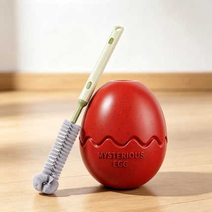 2-piece Red Dinosaur Egg Dog Slow Feeder Toy Set with Cleaning Brush - TPR Interactive Treat Dispenser for Mental Stimulation, Anxiety Relief and Healthy Digestion - Includes Extendable Brush for Easy Cleaning