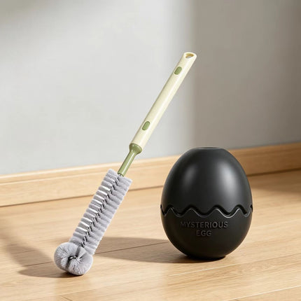 2-piece Black Dinosaur Egg Dog Slow Feeder Toy Set with Cleaning Brush - TPR Interactive Treat Dispenser for Mental Stimulation, Anxiety Relief and Healthy Digestion - Includes Extendable Brush for Easy Cleaning