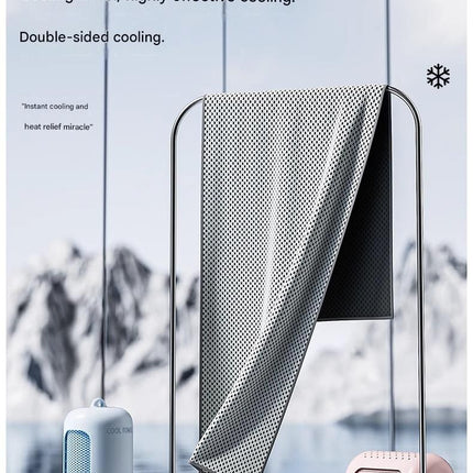 Black Cooling Towel with Silicone Case - Quick Dry Ice Towel for Sports, Gym, Running, Hiking, Breathable Microfiber Fabric with Instant Cooling Effect, Portable Lightweight Design