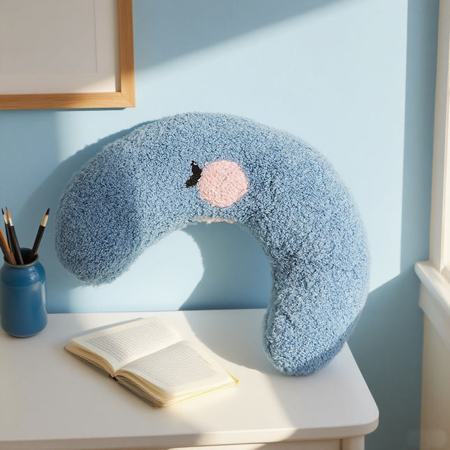 Blue Pet U-Shaped Pillow - Soft Teddy Velvet Neck Support Cushion