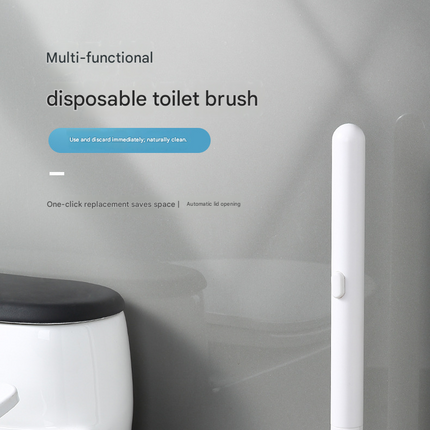 White and Grey Disposable Toilet Brush with Wall Mount Holder set - No Touch Replacement System, 360 Degree Rotating Head with Built-in Cleaning Solution, Space Saving Bathroom Cleaner for Homes