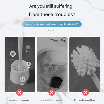 White and Black Disposable Toilet Brush with Wall Mount Holder set - No Touch Replacement System, 360 Degree Rotating Head with Built-in Cleaning Solution, Space Saving Bathroom Cleaner for Homes