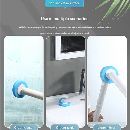 White and Black Disposable Toilet Brush with Wall Mount Holder set - No Touch Replacement System, 360 Degree Rotating Head with Built-in Cleaning Solution, Space Saving Bathroom Cleaner for Homes