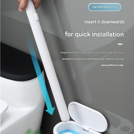 Beige Disposable Toilet Brush with Wall Mount Holder set - No Touch Replacement System, 360 Degree Rotating Head with Built-in Cleaning Solution, Space Saving Bathroom Cleaner for Homes