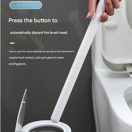 Beige Disposable Toilet Brush with Wall Mount Holder set - No Touch Replacement System, 360 Degree Rotating Head with Built-in Cleaning Solution, Space Saving Bathroom Cleaner for Homes