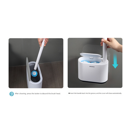 Beige Disposable Toilet Brush with Wall Mount Holder set - No Touch Replacement System, 360 Degree Rotating Head with Built-in Cleaning Solution, Space Saving Bathroom Cleaner for Homes