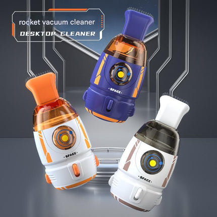 Grey Rocket Desktop Vacuum Cleaner - USB Rechargeable, 500mAh Battery, Two Types of Suction Nozzles, Transparent Dustbin - Compact Handheld Vacuum for Keyboard, Eraser Shavings, Desk & Car Cleaning