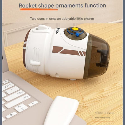 Grey Rocket Desktop Vacuum Cleaner - USB Rechargeable, 500mAh Battery, Two Types of Suction Nozzles, Transparent Dustbin - Compact Handheld Vacuum for Keyboard, Eraser Shavings, Desk & Car Cleaning