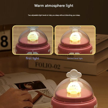 Pink-Hippo Mini Animal Desktop Vacuum Cleaner - USB Rechargeable, Night Light, 2-Speed Suction, Detachable & Washable - Portable Handheld Cleaner for Keyboard, Eraser Shavings, Desk