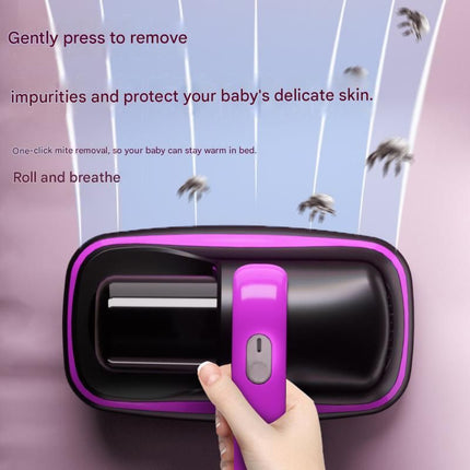 Purple Cordless Handheld Mite Removal Vacuum - UV Sanitising Light, High Suction, Auto Shut-Off Safety - Portable Cleaner for Bed, Sofa & Carpet