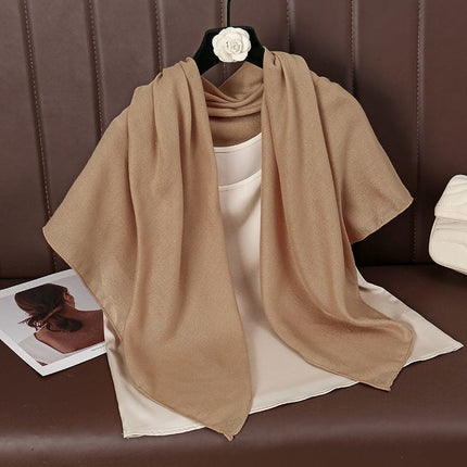 Brown 90 x 90cm Women Solid Colour Square Scarf - Lightweight Polyester Head Scarf and Shawl Wrap, Soft Casual Neck Scarf for Travel, Hair Styling and Everyday Layering