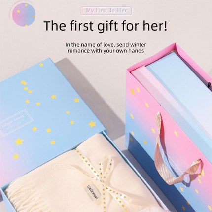 White Winter Scarf Gift Box Set for Women （4-Piece Set: Earmuffs, Hat, Gloves, and Scarf）- Soft Warm Scarf with Luxury Gift Packaging Birthday Present for Girlfriend Wife Daughter