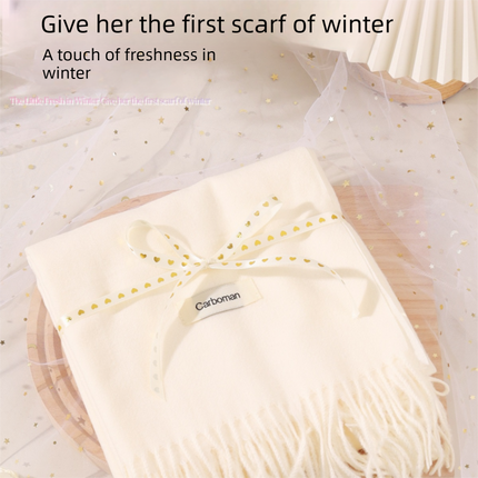 White Winter Scarf Gift Box Set for Women （4-Piece Set: Earmuffs, Hat, Gloves, and Scarf）- Soft Warm Scarf with Luxury Gift Packaging Birthday Present for Girlfriend Wife Daughter