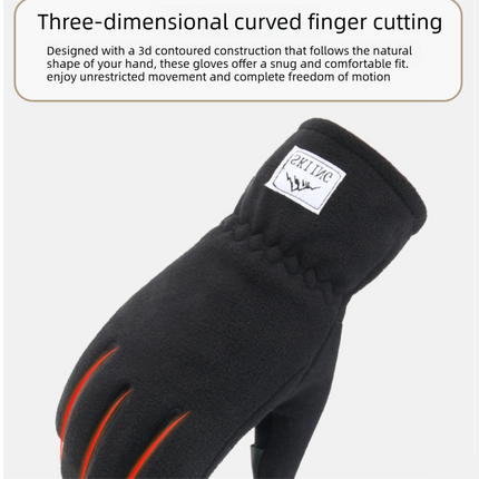 Grey Winter Thermal Touchscreen Gloves  - Outdoor Cycling Skiing Driving Windproof Full Finger Warm Gloves-Dual-Touchscreen Design, Fleece-Lined for Warmth