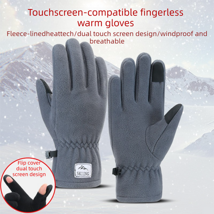 2 piece Black and Grey Winter Thermal Touchscreen Gloves  - Outdoor Cycling Skiing Driving Windproof Full Finger Warm Gloves-Dual-Touchscreen Design, Fleece-Lined for Warmth