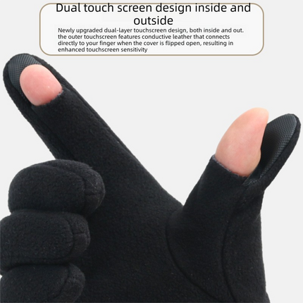 2 piece Black and Grey Winter Thermal Touchscreen Gloves  - Outdoor Cycling Skiing Driving Windproof Full Finger Warm Gloves-Dual-Touchscreen Design, Fleece-Lined for Warmth