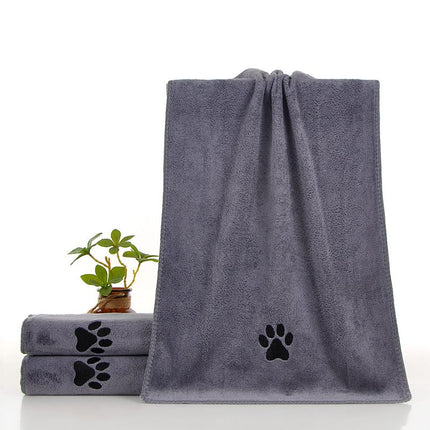 Grey 50*100cm Pet Drying absorbent Towel for Dogs and Cats - Quick Dry Super Absorbent Microfiber Bath Towel with Paw Print Design - Large Size Grooming Towel for Pets