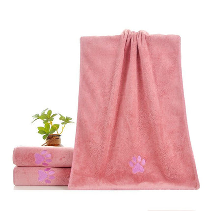 Pink 40*80cm Pet Drying absorbent Towel for Dogs and Cats - Quick Dry Super Absorbent Microfiber Bath Towel with Paw Print Design - Large Size Grooming Towel for Pets