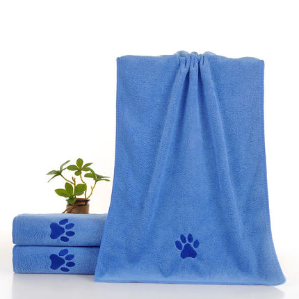Blue 40*80cm Pet Drying absorbent Towel for Dogs and Cats - Quick Dry Super Absorbent Microfiber Bath Towel with Paw Print Design - Large Size Grooming Towel for Pets