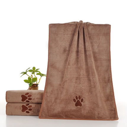Brown 50*100cm Pet Drying absorbent Towel for Dogs and Cats - Quick Dry Super Absorbent Microfiber Bath Towel with Paw Print Design - Large Size Grooming Towel for Pets
