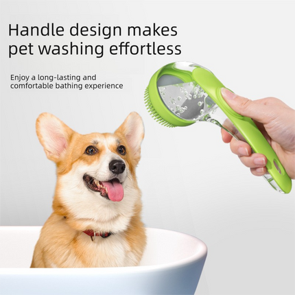 2-Piece Pet Cleaning Set - Blue Silicone Bath Brush with Liquid Dispenser and Grey 40*80cm  Microfiber Drying Towel, Cleaning Leak-Proof Massage Scrubber for Dogs and Cats