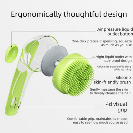 2-Piece Pet Cleaning Set - Blue Silicone Bath Brush with Liquid Dispenser and Grey 40*80cm  Microfiber Drying Towel, Cleaning Leak-Proof Massage Scrubber for Dogs and Cats