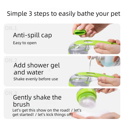 2-Piece Pet Cleaning Set - Blue Silicone Bath Brush with Liquid Dispenser and Brown 40*80cm  Microfiber Drying Towel, Cleaning Leak-Proof Massage Scrubber for Dogs and Cats