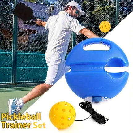Pickleball Trainer Rebound Practice Set with Orange Tethered Ball and Blue Fillable Base -Solo Training Aid for Beginners and Advanced Players Solo Practice and Skill Development