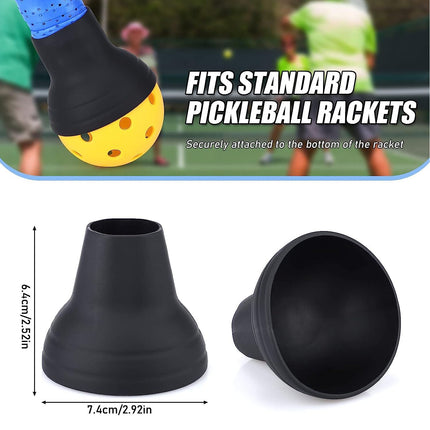 2-piece Black Silicone Pickleball Ball Retriever Attachment for Paddle Handle Easy Ball Pickup Training Accessory  No Bend Training Aid for Players