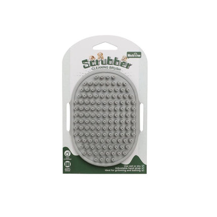 Grey Pet Bath Massage Brush Soft TPR Grooming Brush for Dogs and Cats Adjustable Hand Strap Deshedding Scrubber