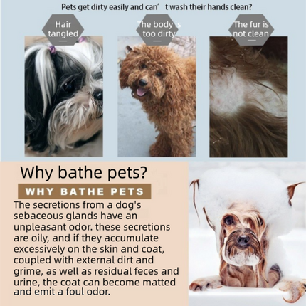 Grey Pet Bath Massage Brush Soft TPR Grooming Brush for Dogs and Cats Adjustable Hand Strap Deshedding Scrubber