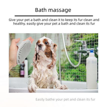 Grey Pet Bath Massage Brush Soft TPR Grooming Brush for Dogs and Cats Adjustable Hand Strap Deshedding Scrubber