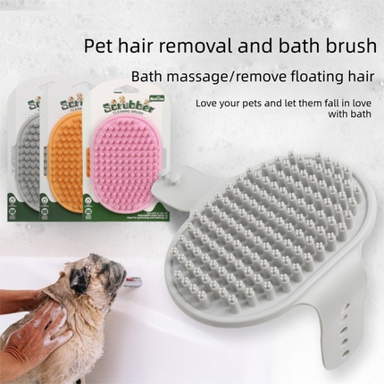 Blue Pet Bath Massage Brush Soft TPR Grooming Brush for Dogs and Cats Adjustable Hand Strap Deshedding Scrubber