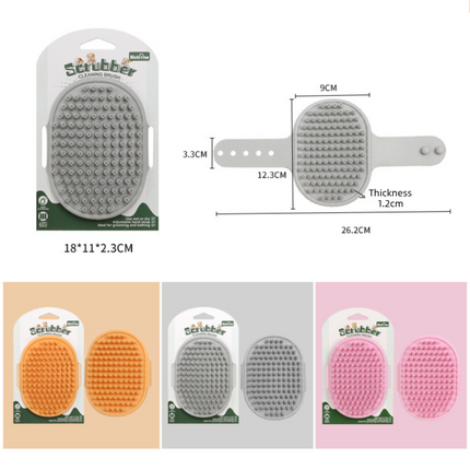 Blue Pet Bath Massage Brush Soft TPR Grooming Brush for Dogs and Cats Adjustable Hand Strap Deshedding Scrubber