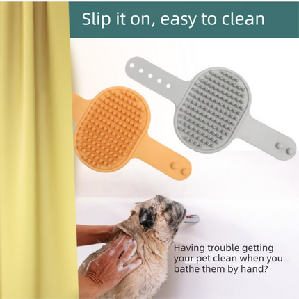 Blue Pet Bath Massage Brush Soft TPR Grooming Brush for Dogs and Cats Adjustable Hand Strap Deshedding Scrubber