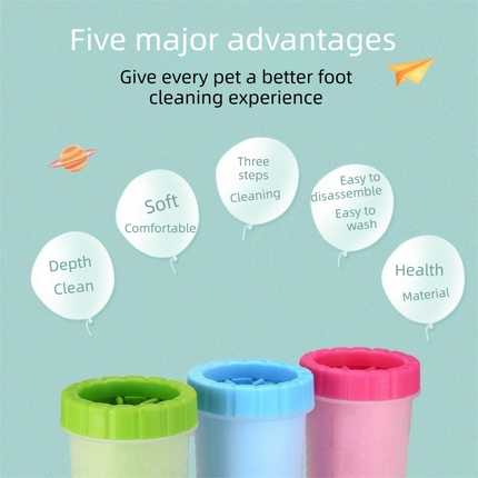 Blue small size Pet Paw Cleaner Cup Portable Dog Paw Washer with Soft Silicone Bristles TPR Silicone Cleaning Cup for Muddy Paws Dogs and Cats