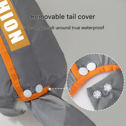 Grey and Orange XL size Dog Raincoat with Leash Access and Transparent Hood - Waterproof Full Body Pet Rain Suit for Small and Medium Dogs, Reflective Trim, Removable Tail Cover, Outdoor Walking Apparel