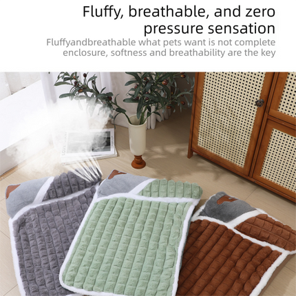 Grey XL size Luxury Plush Pet Sleeping Mat, Thickened Warm Pet Bed Cushion for Dogs and Cats, Soft Fabric Pet Sofa Pad with Non-Slip Waterproof Base