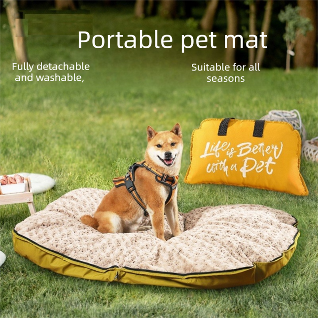 Blue M size Portable Foldable Pet Bed Mat Waterproof Travel Dog Bed and Cat Cushion – product detail
