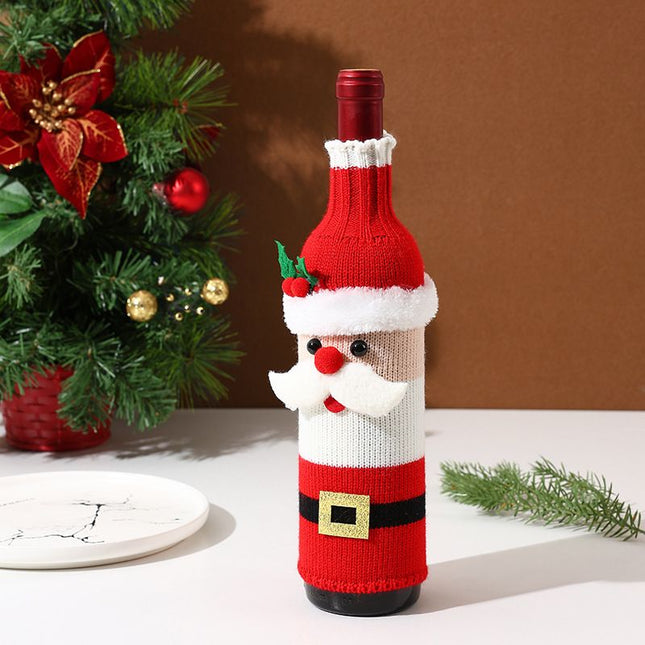 Santa Claus Style Knitted Christmas Wine Bottle Cover