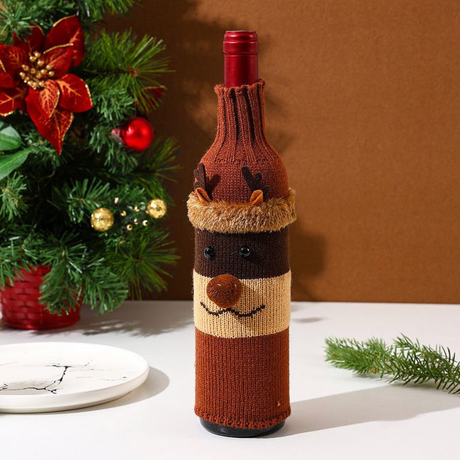 Reindeer Style Knitted Christmas Wine Bottle Cover