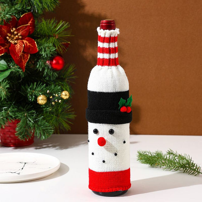 Snowman Designs Style Knitted Christmas Wine Bottle Cover