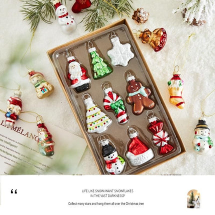 6-piece Christmas Glass Ornament Set – Santa, Snowman & Holiday Character Hanging Decorations for Christmas Tree and Festive Home Decor