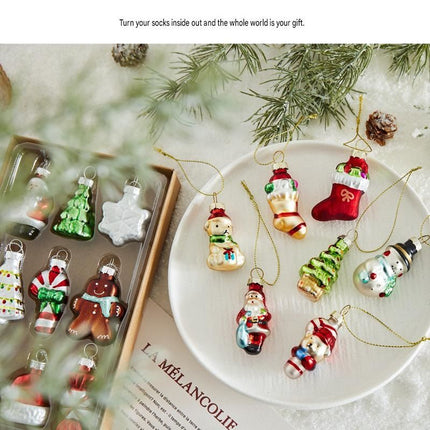 6-piece Christmas Glass Ornament Set – Santa, Snowman & Holiday Character Hanging Decorations for Christmas Tree and Festive Home Decor