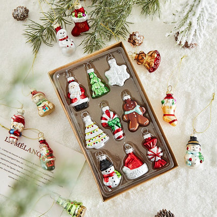 6-piece Christmas Glass Ornament Set – Santa, Snowman & Holiday Character Hanging Decorations for Christmas Tree and Festive Home Decor