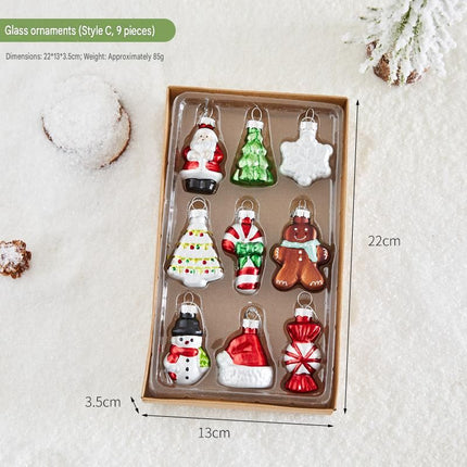 9-piece Christmas Glass Ornament Set – Santa, Snowman & Holiday Character Hanging Decorations for Christmas Tree and Festive Home Decor