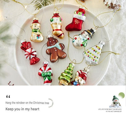 9-piece Christmas Glass Ornament Set – Santa, Snowman & Holiday Character Hanging Decorations for Christmas Tree and Festive Home Decor
