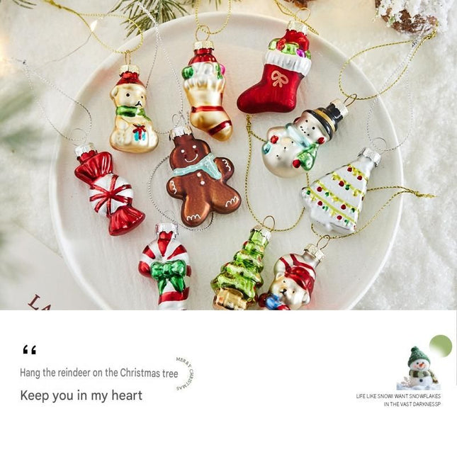 9-piece Christmas Glass Ornament Set Santa Snowman & Holiday Character Hanging Decorations for Christmas – product detail