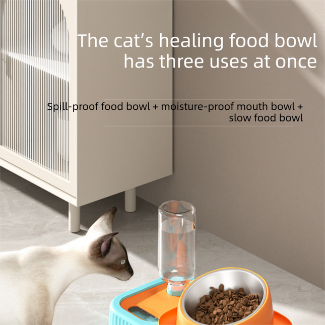 Yellow and Green Cat & Dog Feeding Station with Water Dispenser Elevated Stainless Steel Pet – product detail